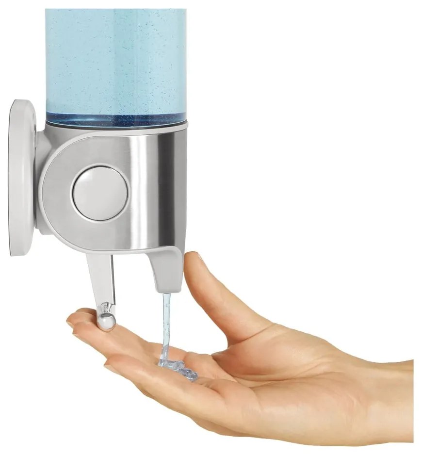 Ezüstszínű fali szappanadagoló rozsdamentes acélból 440 ml - simplehuman