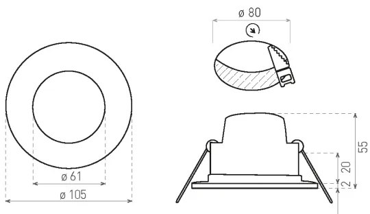 LED Fürdőszobai beépíthető lámpa BONO LED/8W/230V 3000K IP65 króm