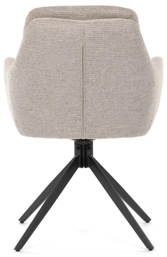 Scaun de sufragerie pivotant, mecanism rotativ 180°, material bej, structură metalică neagră
