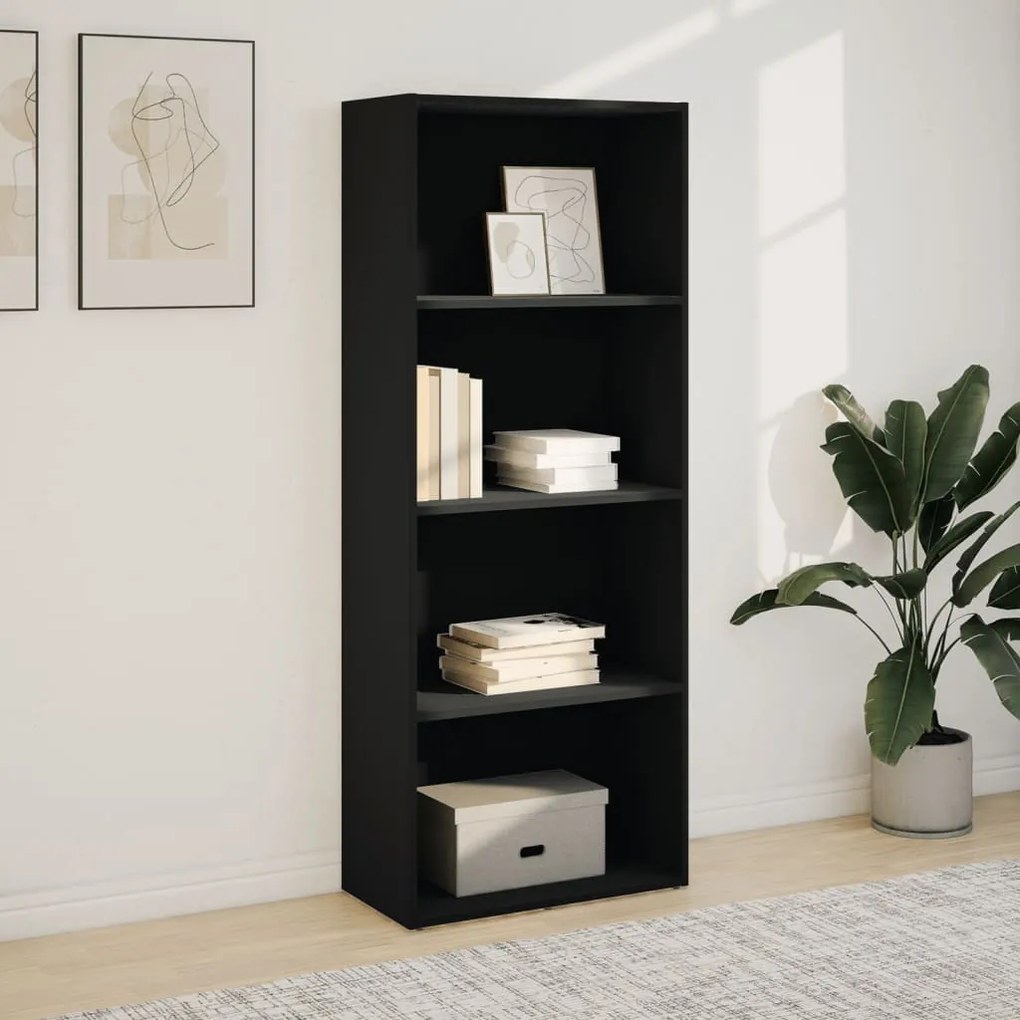 fekete szerelt fa könyvespolc 60 x 30 x 152 cm