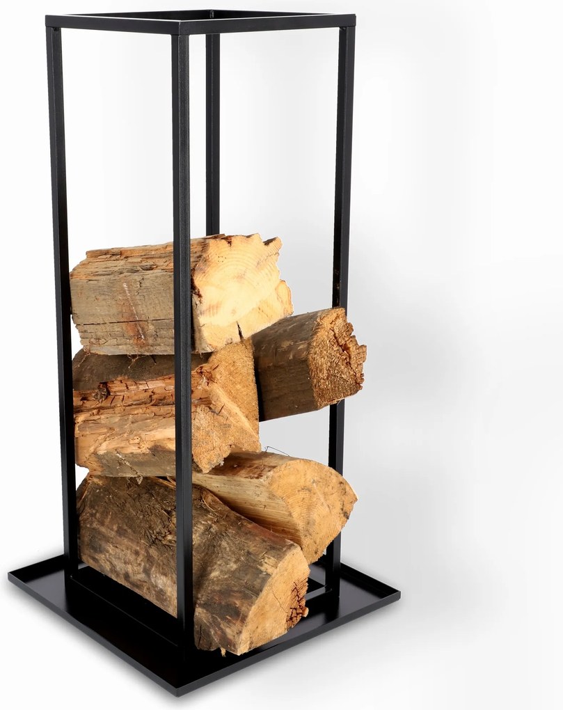 Kandalló Fa Állvány Fa Kosár Fekete