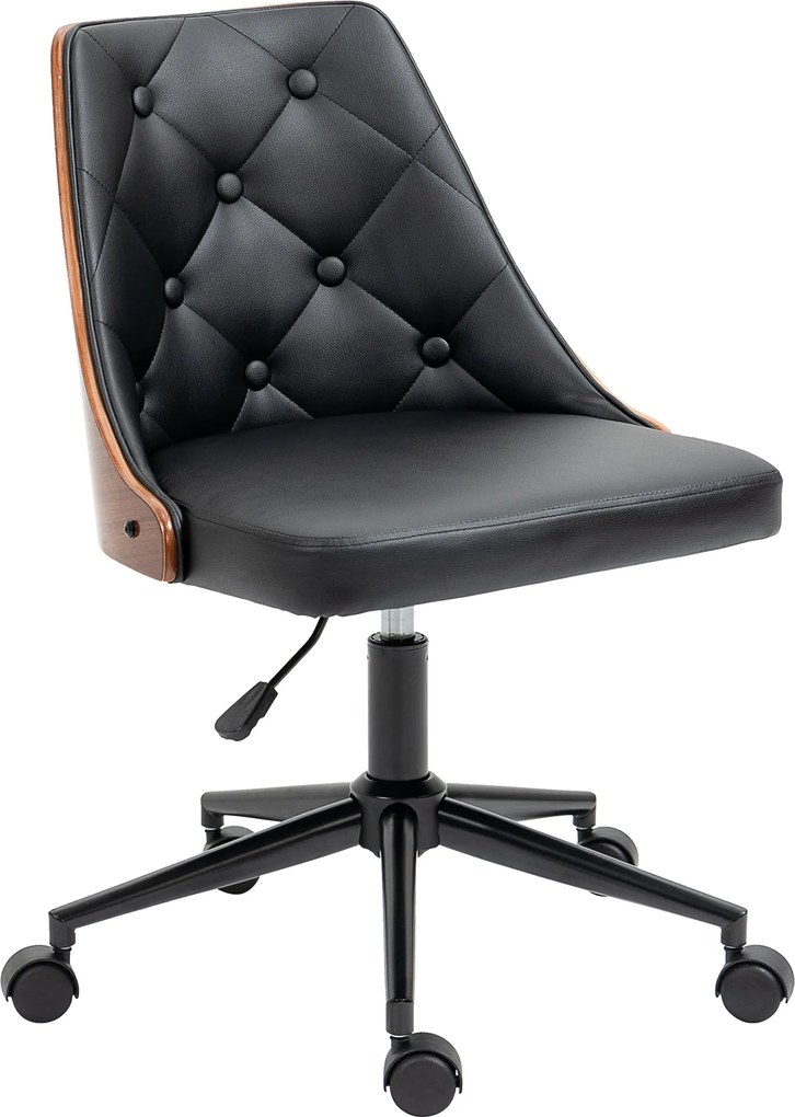 Vinsetto Forgós Irodai Szék Ergonomikus Íróasztali Szék PU Bőr Kárpitozással, Magasságállító Hintázó Funkcióval, Nappali, Hálószoba, Iroda, 53x62x87 c