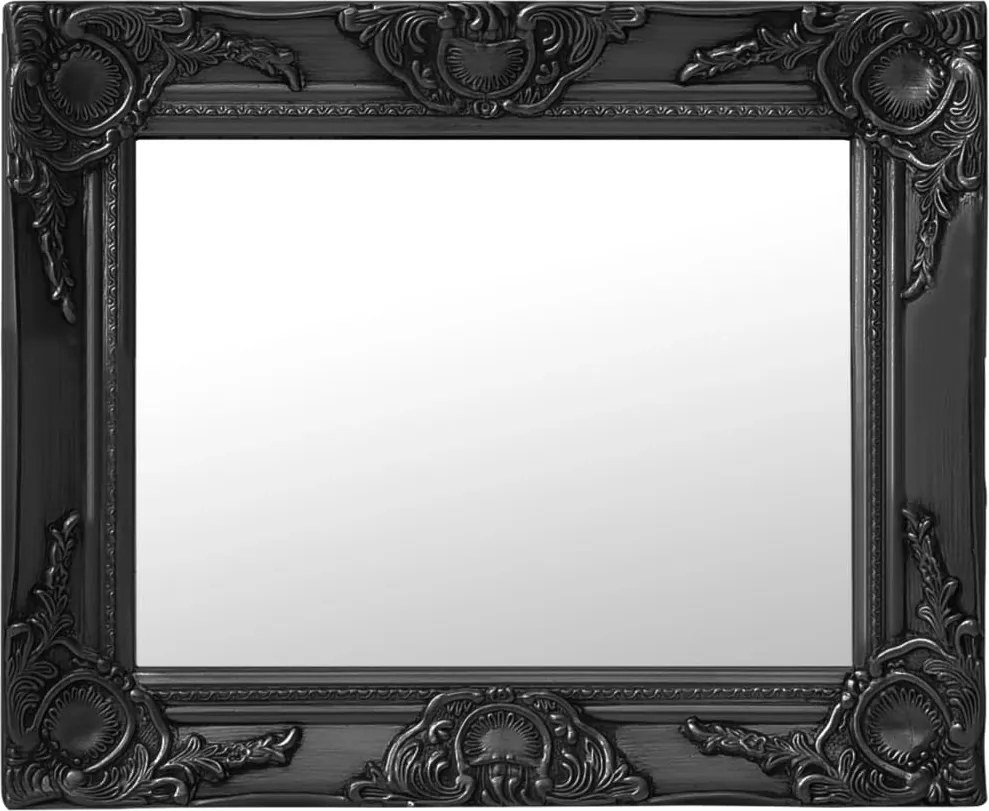 vidaXL fekete barokk stílusú fali tükör 50 x 40 cm