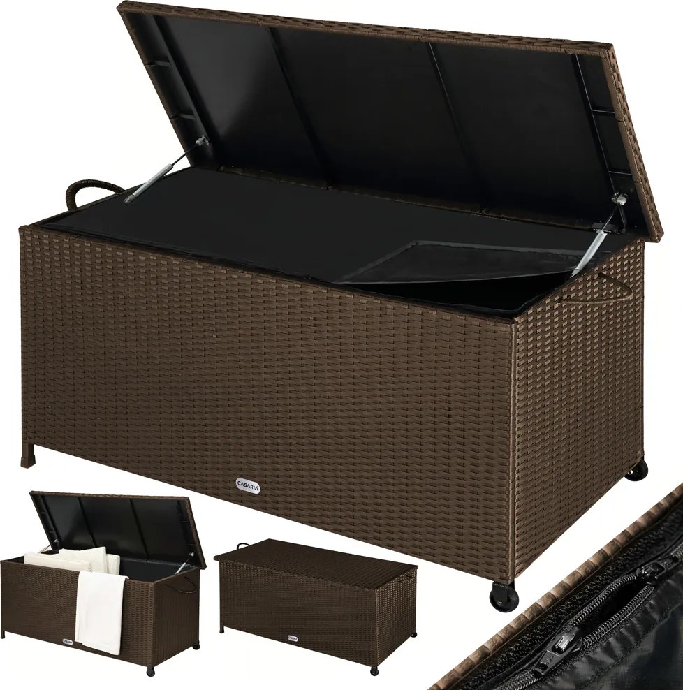 RICCO polyrattan tárolódoboz, 117 x 53 x 60cm, sötétbarna Casaria