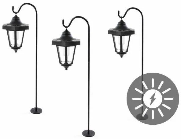 GARTHEN Kerti napelemes LED lámpás készlet 3 db hideg fehér