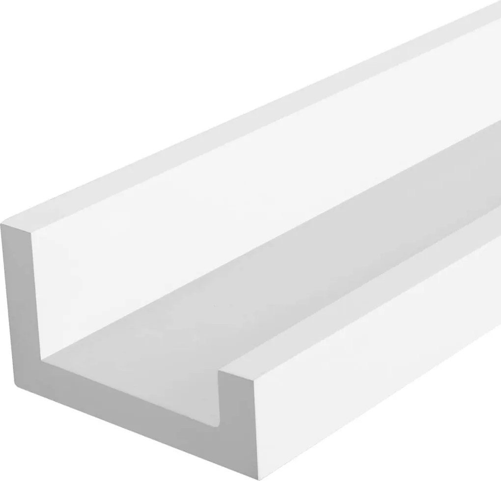3 darabos lebegő polc szett magasfényű bevonattal, fehér 60x10x5cm