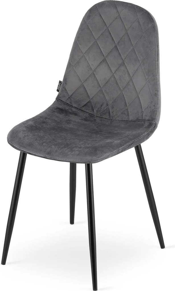 AKCIÓ Sötétszürke bársonyszék ASTI fekete lábakkal II. osztály