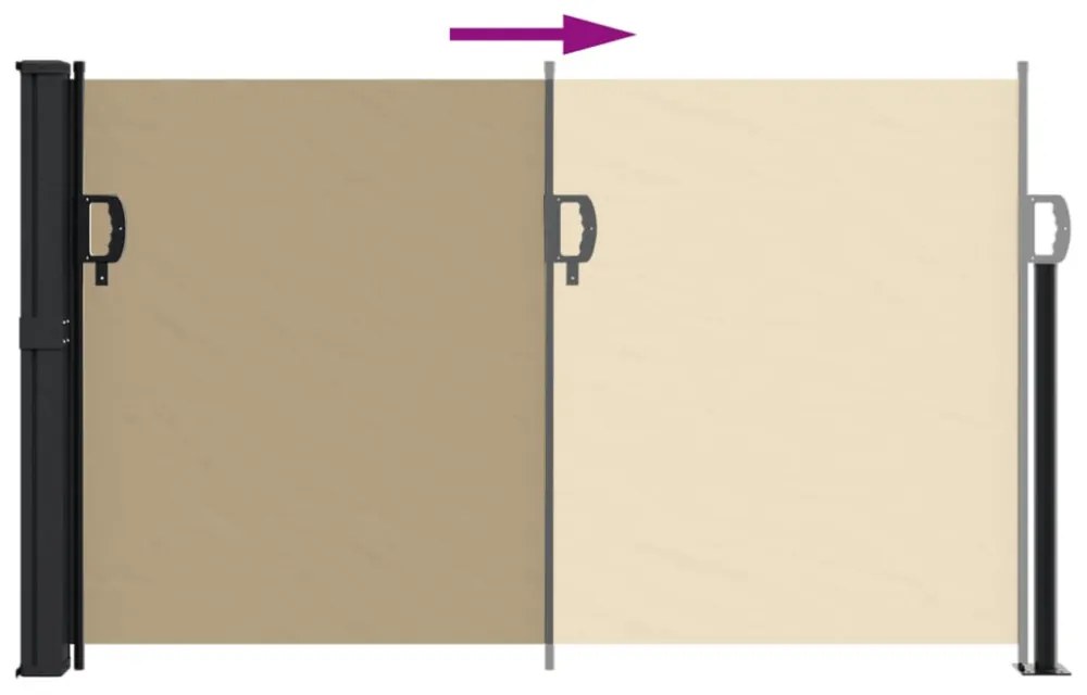 bézs behúzható oldalsó napellenző 120 x 500 cm