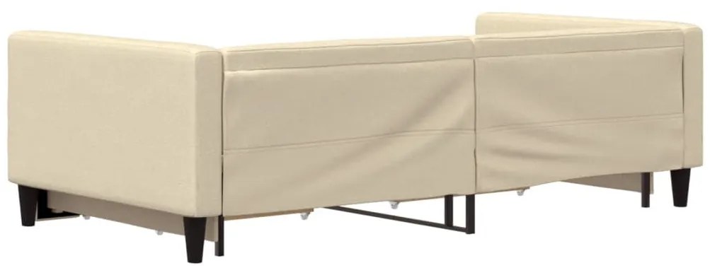 krémszínű kihúzható szövet heverő fiókkal 100x200 cm