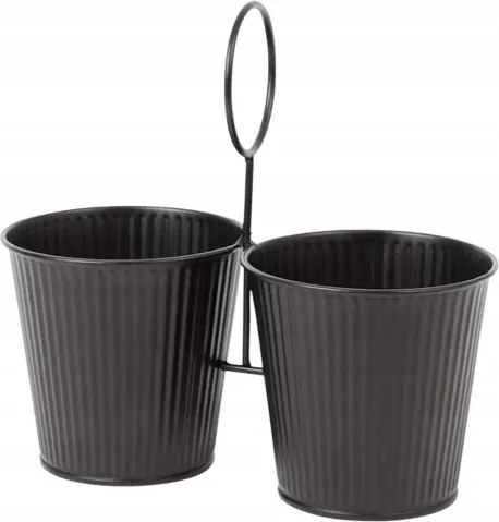 Fekete fém dupla akasztós virágtartó Home Accents 23 cm x 11 x 21,5 cm