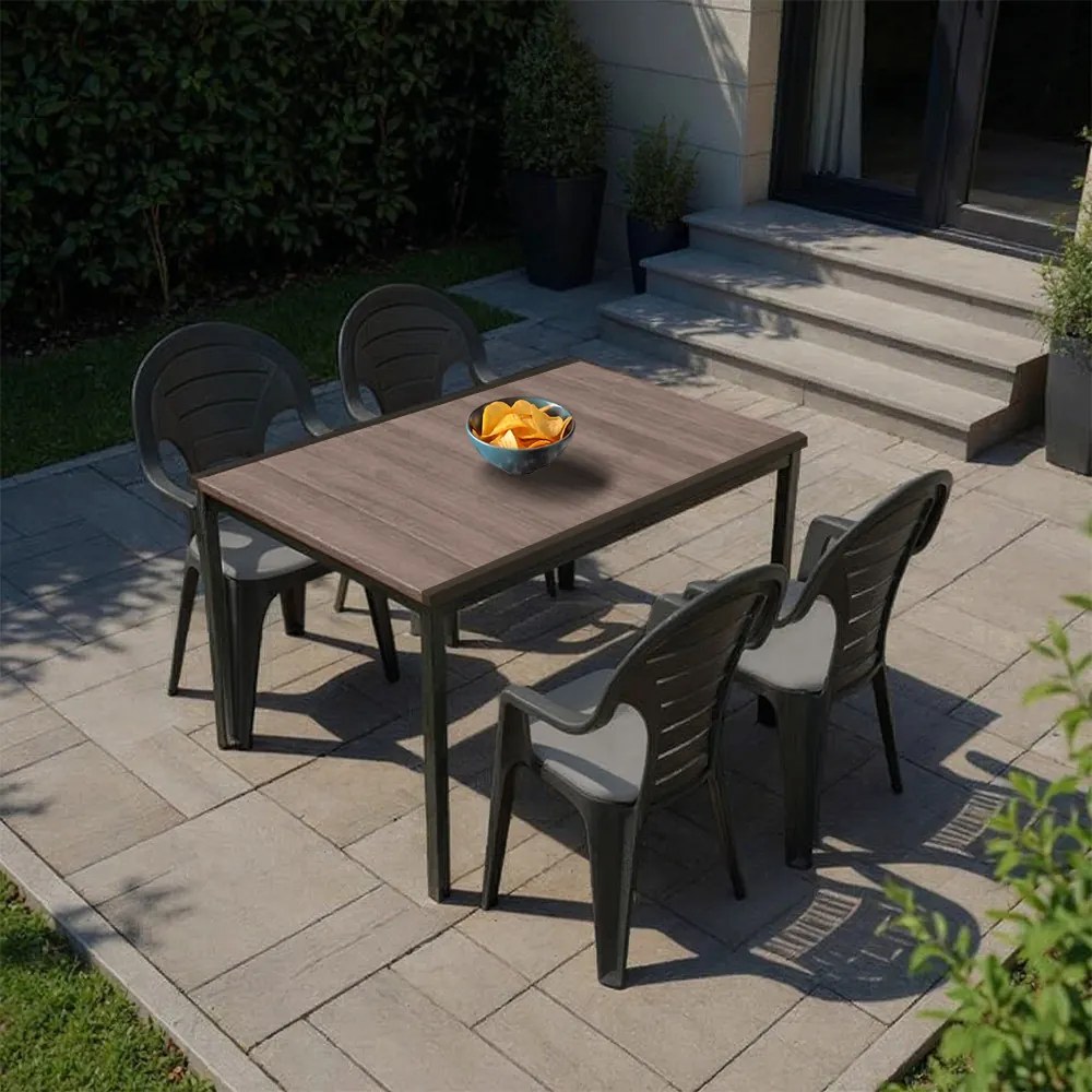 Lagos 4+1 kerti bútor garnitúra szett dió-grafit