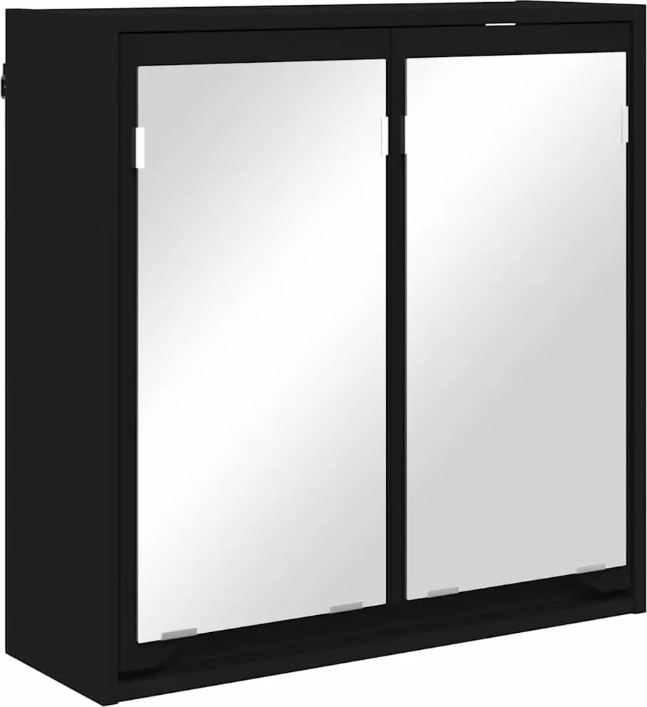 vidaXL Fürdőszobai tükörszekrény Fekete 60 x 20 x 60 cm Faanyag