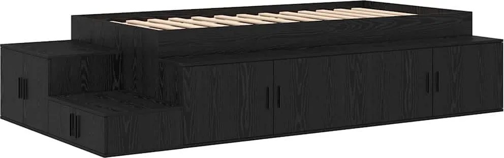 vidaXL Ágykeret tárolóval Musta tammi 234 x 103 x 53.5 cm Faanyag