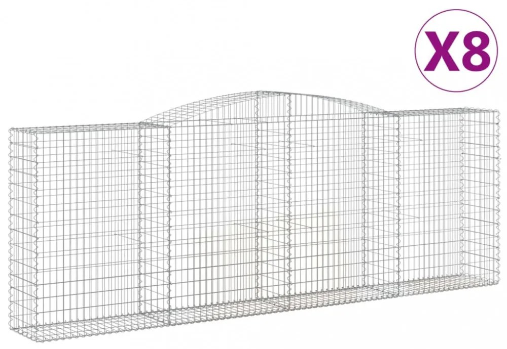 8 db íves horganyzott vas gabion kosár 400x50x140/160 cm