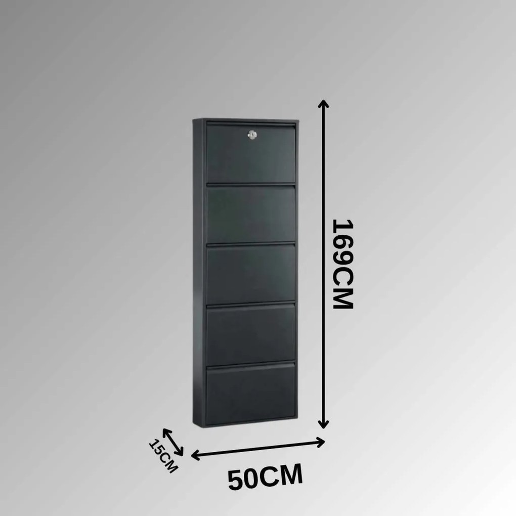 Fém cipősszekrény, antracit, 50 cm – TR307GLM1144