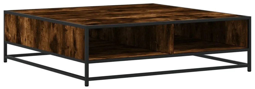 füstös tölgy szerelt fa és fém dohányzóasztal 100 x 100 x 30 cm