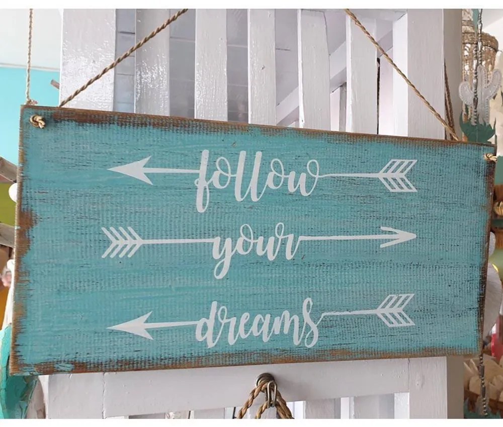 MIMPI türkiz fa tábla 40x20 cm