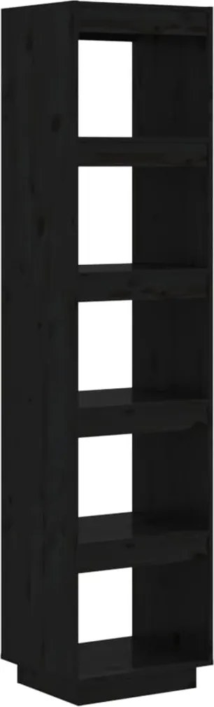 vidaXL fekete tömör fenyőfa könyvszekrény/térelválasztó 40x35x167 cm