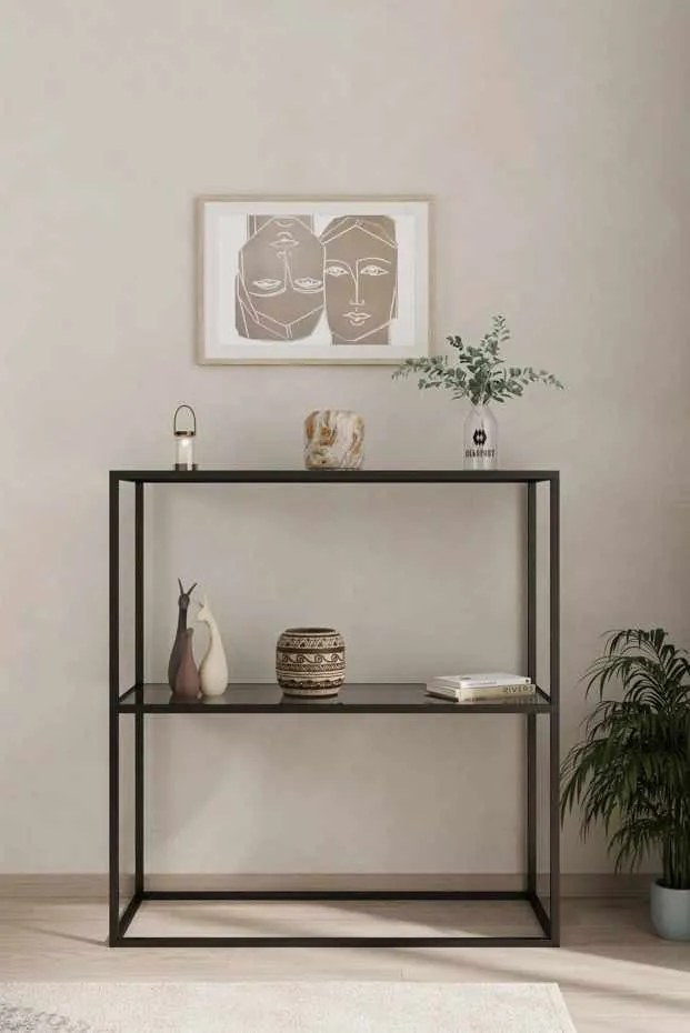 Oskar fém komód, fekete-füstszürke, 80 cm