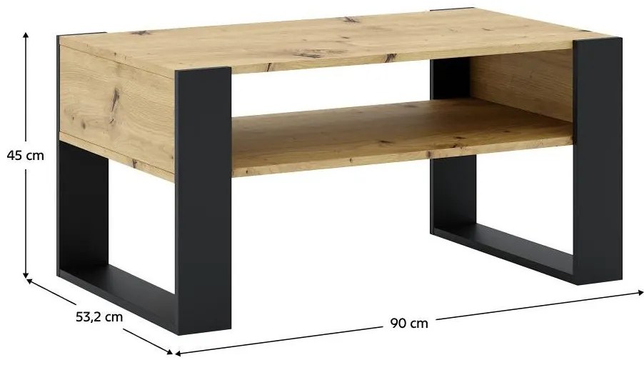 Dohányzóasztal Corosta 1 (artisan tölgy + fekete) . 1097156