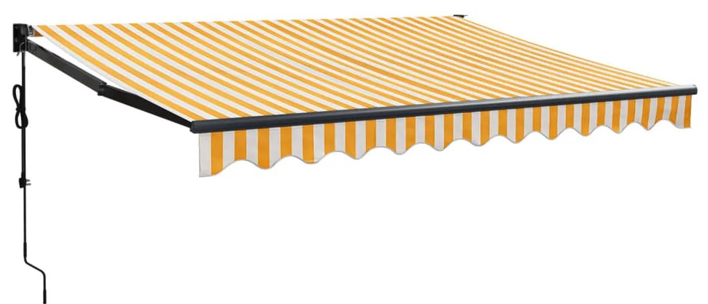 sárga-fehér automata behúzható napellenző 3 x 2,5 m