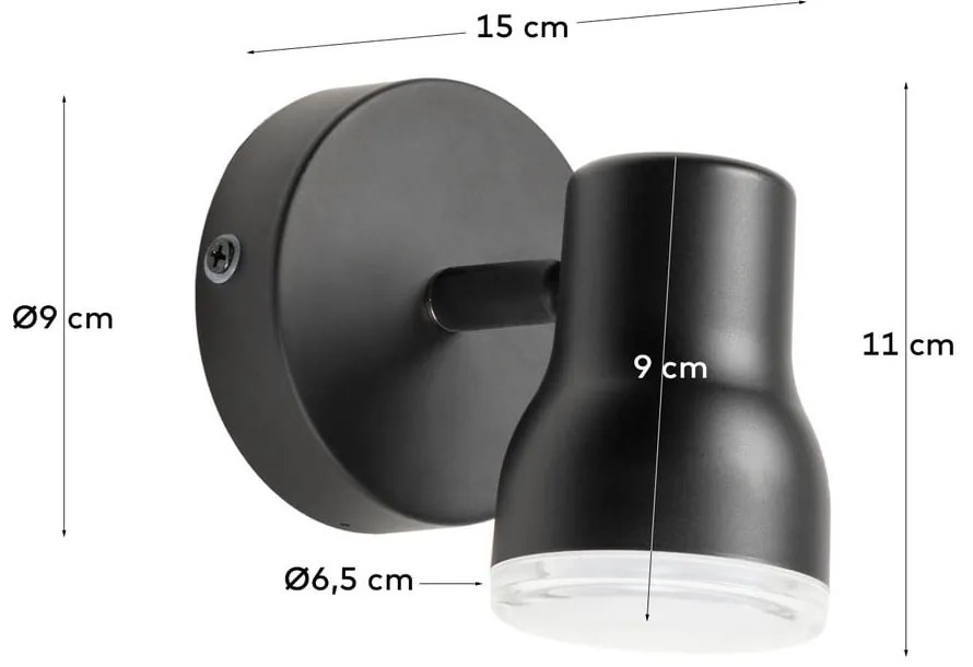 Fekete fali lámpa ø 6,5 cm Tehila – Kave Home