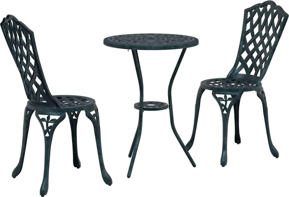 vidaXL Kert Bistro Készlet 3 pcs Zöld Alumínium