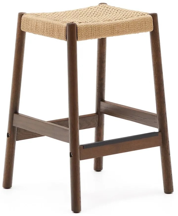 Barna-natúr színű tölgyfa bárszék szett 2 db-os (ülésmagasság 66 cm) Yalia – Kave Home
