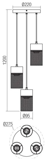 Redo 01-3142 - Csillár zsinóron STEM 3xE27/42W/230V