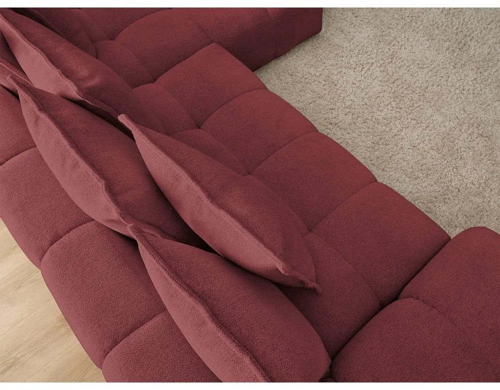 Borvörös zsenília kinyitható-tárolóhelyes sarokkanapé (jobb oldali-heverő résszel) Everest – Bobochic Paris