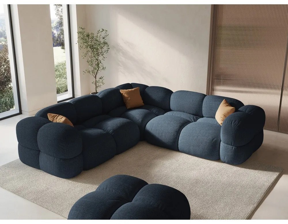 Sötétkék sarokkanapé Loretto – Cosmopolitan Design