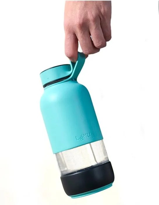 Türkiz üveg utazó ivópalack 500 ml To Go – Lékué