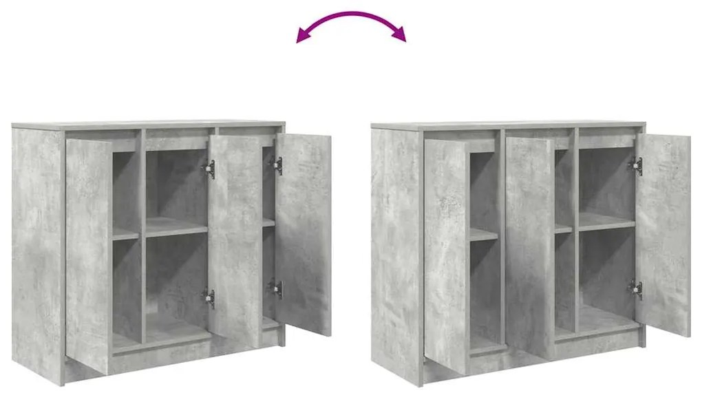 betonszürke szerelt fa tálalószekrény 85x34x76 cm