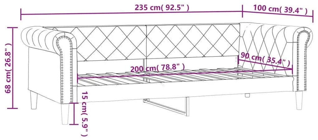 kávészínű műbőr kanapéágy 90 x 200 cm