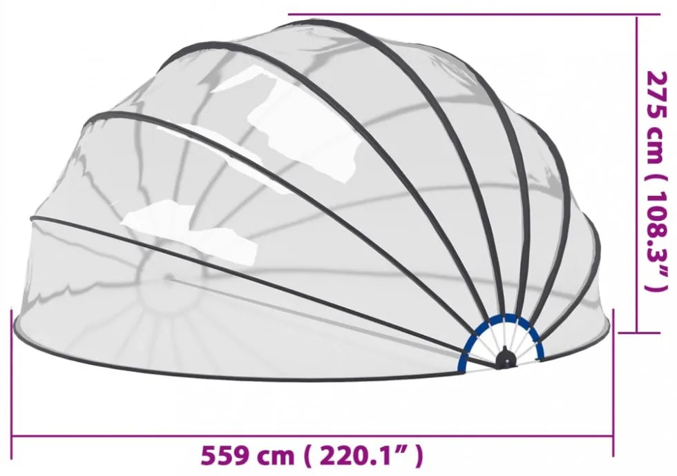 medencekupola 559 x 275 cm