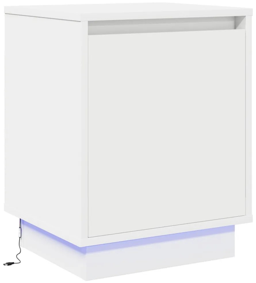 LED világítással ellátott éjjeli szekrények 2 db Fehér 39x34,5x50 cm
