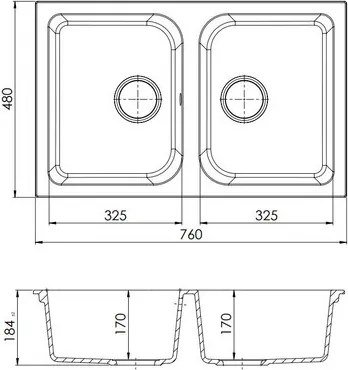 CELINE 2B 760X480 gránit mosogató Titán Szürke GRANMASTER