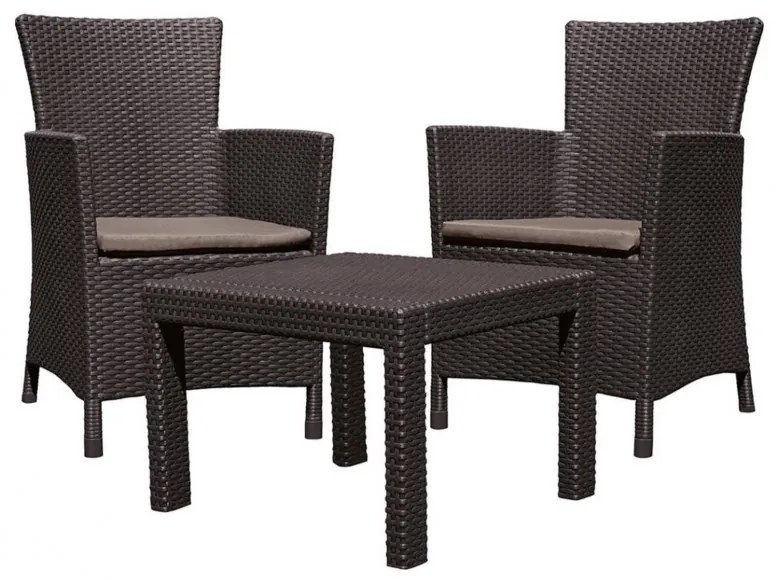 Rosario Balcony set kerti bútor garnitúra, barna színben, meleg taupe párnával