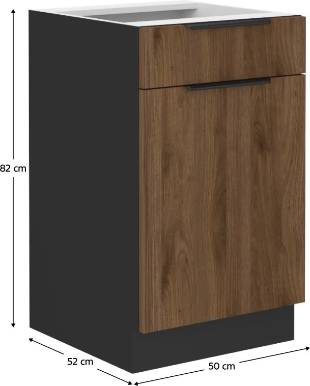 Alsó szekrény, okapi dió/fekete, MENZO 50 D 1F 1S BB