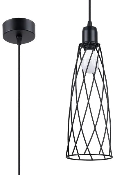 Sollux SL.1165 - Csillár zsinóron SUBA 1xE27/15W/230V fekete