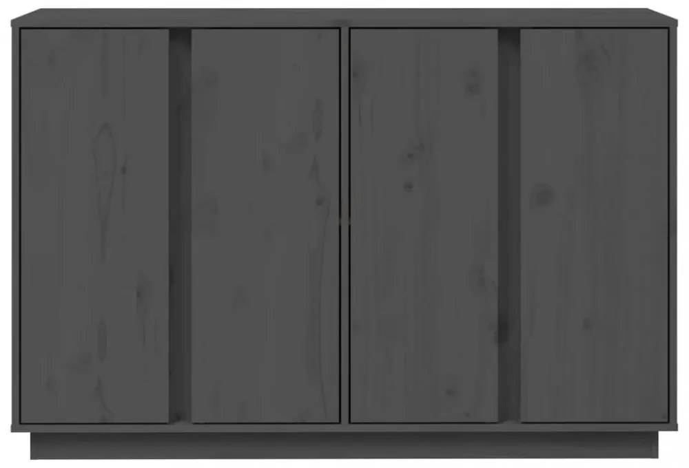 szürke tömör fenyőfa tálalószekrény 120x35x80 cm