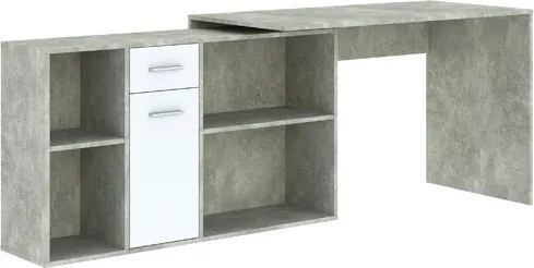 CARROLL 1 ajtós, 1 fiókos íróasztal | Beton + Fehér