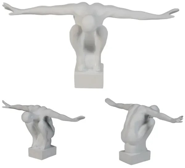 Asztaldísz 19,5x16x38,5 cm gyanta/fehér