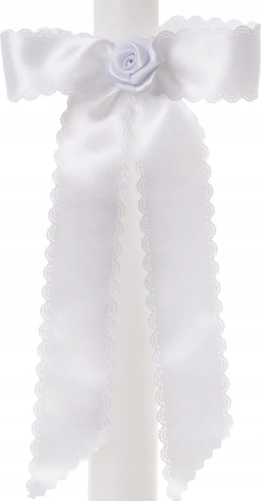 Gyertyadísz keresztelőre áldozásra fehér masnis gyertyatartó