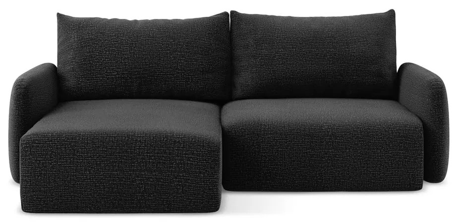 Fekete kinyitható-tárolóhelyes sarokkanapé (bal oldali) Kalena – Makamii