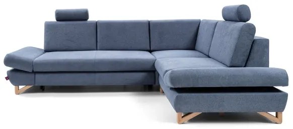 AVESTA kinyitható, jobb oldali, kárpitozott L-alakú sarokgarnitúra tárolóval, kék