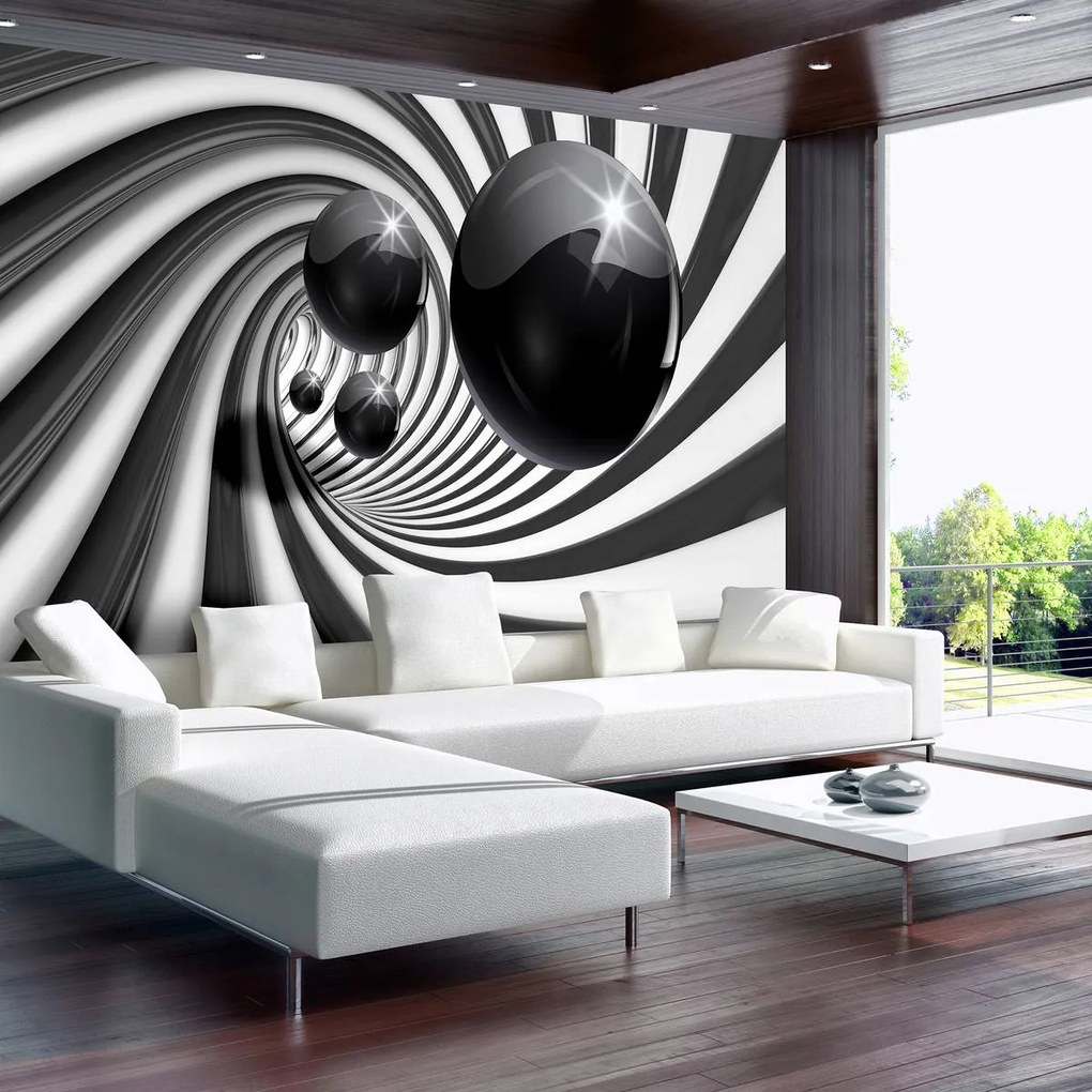 Fotótapéta - 3D fekete-fehér alagút (152,5x104 cm)