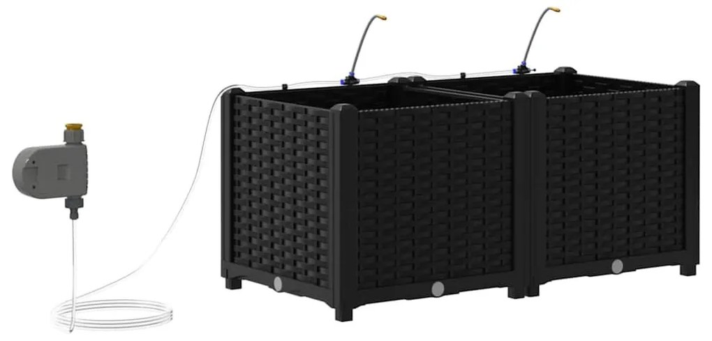 Kerti ültetők Fekete 80 x 40 x 37.5 cm Acél