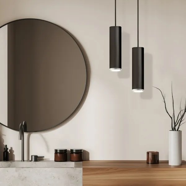 LED RGBW fényerőszabályozható fürdőszobai függeszték zsinóron TURYN 1xGU10/4,8W/230V IP44 fekete