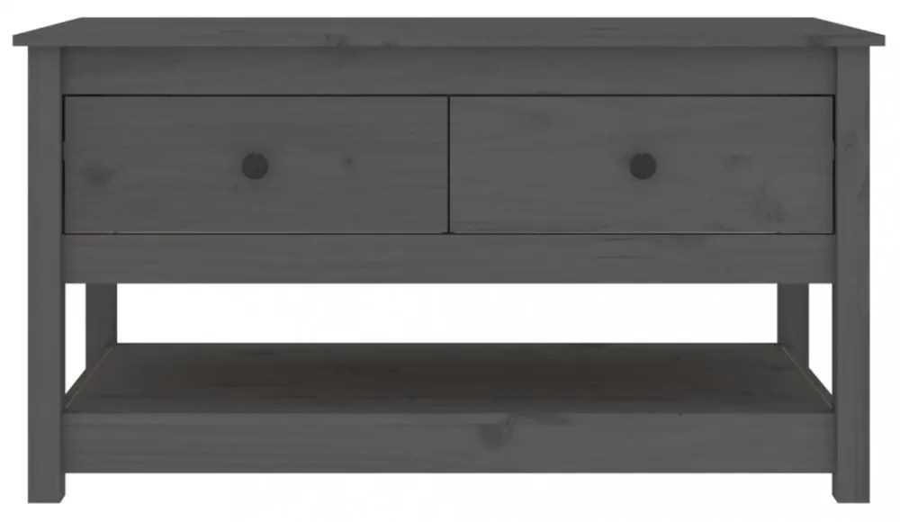 szürke tömör fenyőfa dohányzóasztal 102 x 49 x 55 cm